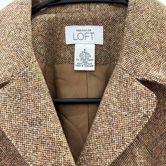 Loft Brown Tweed Blazer Jacket by Ann Taylor Size 6 - Picture 3 of 6